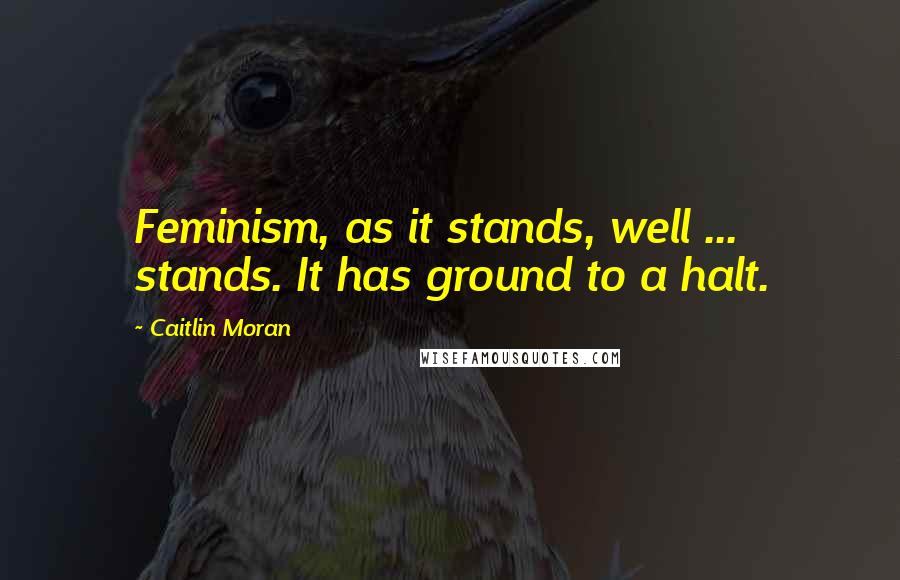 Caitlin Moran Quotes: Feminism, as it stands, well ... stands. It has ground to a halt.