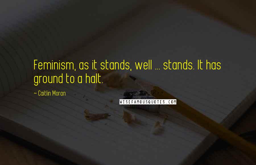 Caitlin Moran Quotes: Feminism, as it stands, well ... stands. It has ground to a halt.