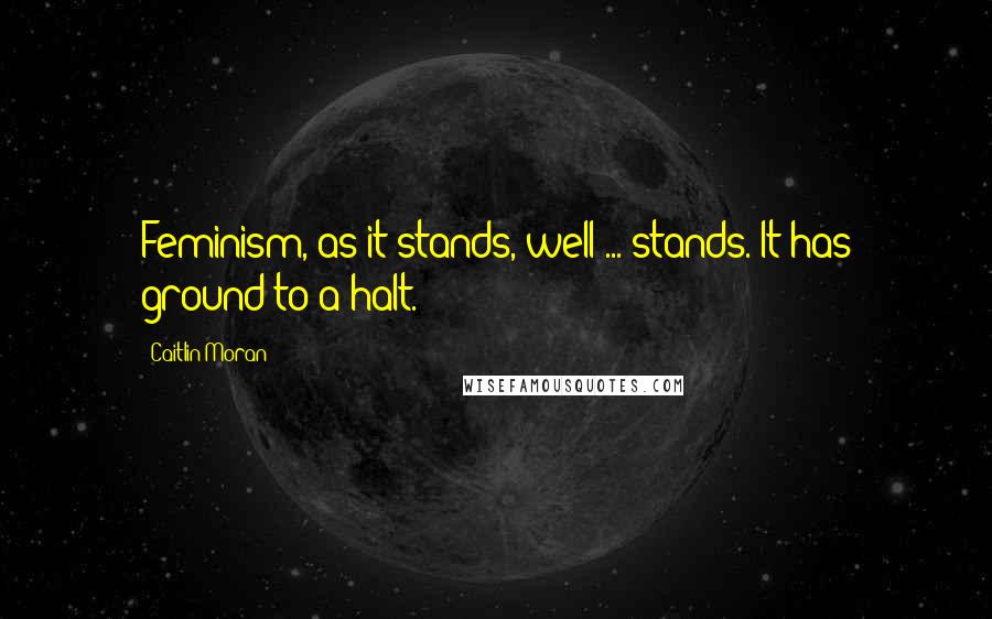 Caitlin Moran Quotes: Feminism, as it stands, well ... stands. It has ground to a halt.