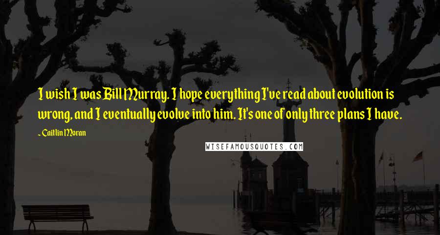 Caitlin Moran Quotes: I wish I was Bill Murray. I hope everything I've read about evolution is wrong, and I eventually evolve into him. It's one of only three plans I have.