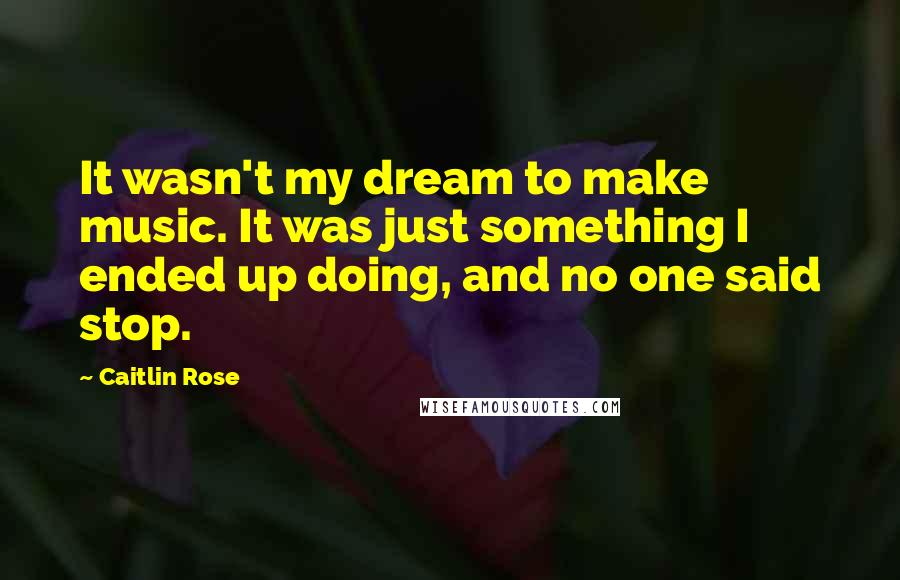 Caitlin Rose Quotes: It wasn't my dream to make music. It was just something I ended up doing, and no one said stop.