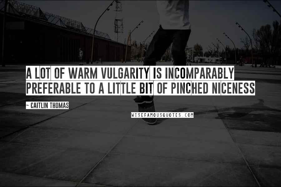 Caitlin Thomas Quotes: A lot of warm vulgarity is incomparably preferable to a little bit of pinched niceness