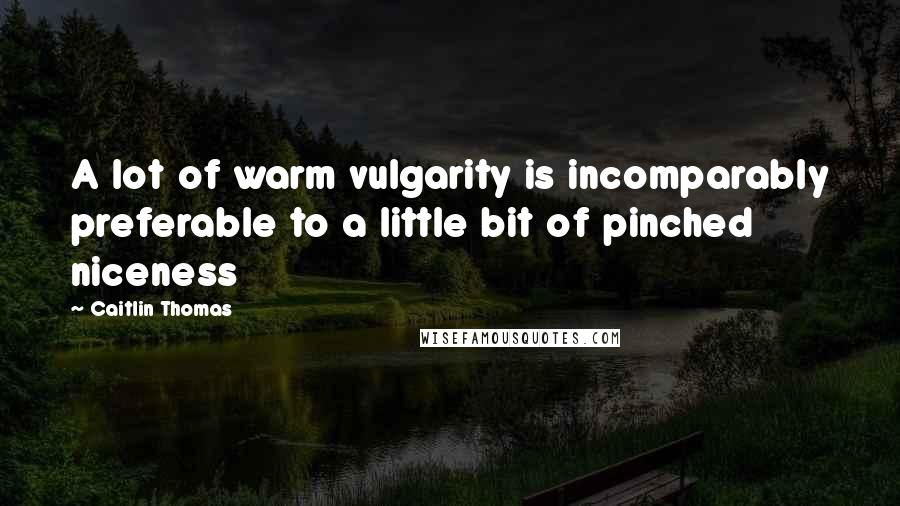 Caitlin Thomas Quotes: A lot of warm vulgarity is incomparably preferable to a little bit of pinched niceness