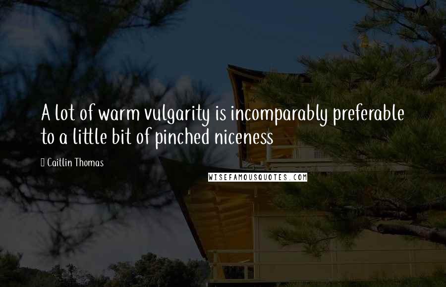 Caitlin Thomas Quotes: A lot of warm vulgarity is incomparably preferable to a little bit of pinched niceness