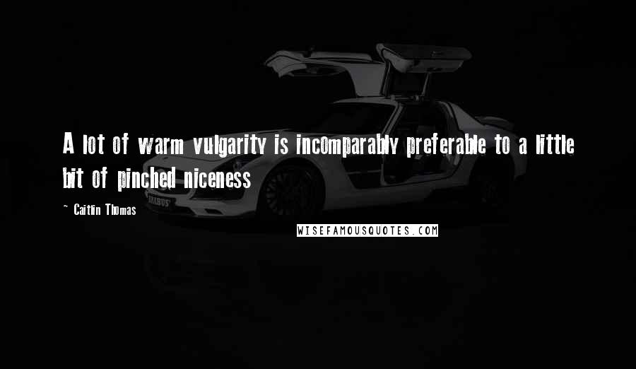 Caitlin Thomas Quotes: A lot of warm vulgarity is incomparably preferable to a little bit of pinched niceness