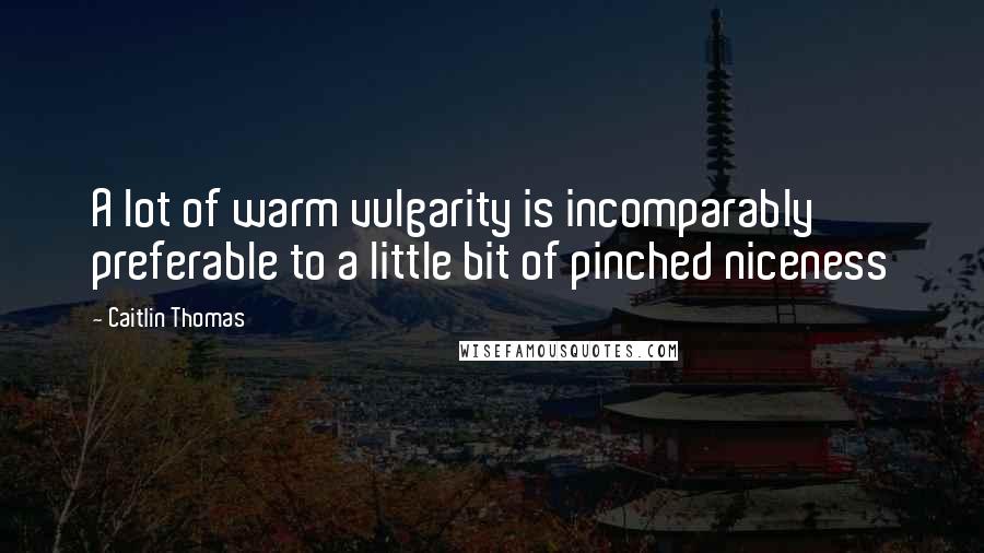 Caitlin Thomas Quotes: A lot of warm vulgarity is incomparably preferable to a little bit of pinched niceness