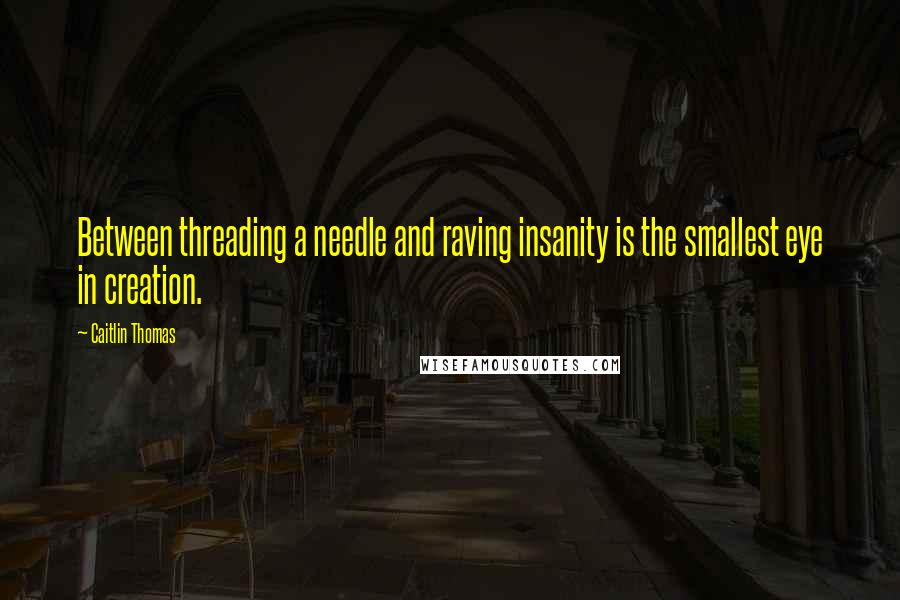 Caitlin Thomas Quotes: Between threading a needle and raving insanity is the smallest eye in creation.