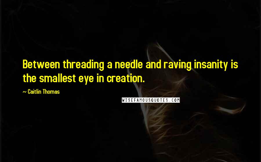 Caitlin Thomas Quotes: Between threading a needle and raving insanity is the smallest eye in creation.