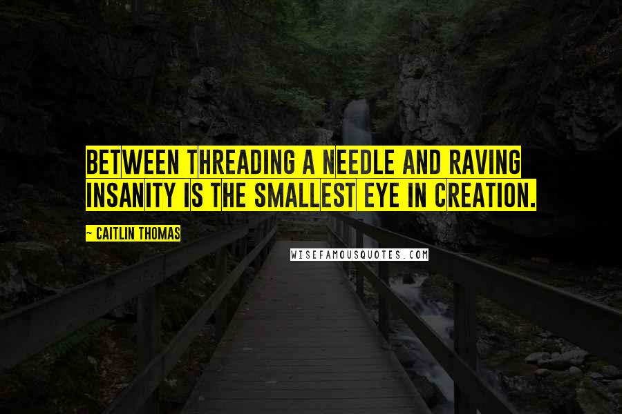 Caitlin Thomas Quotes: Between threading a needle and raving insanity is the smallest eye in creation.