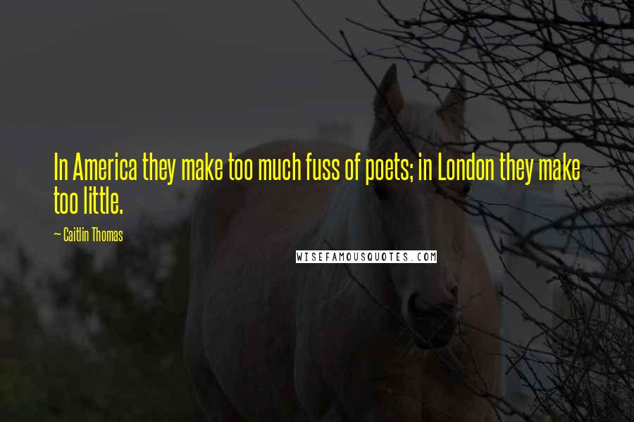 Caitlin Thomas Quotes: In America they make too much fuss of poets; in London they make too little.