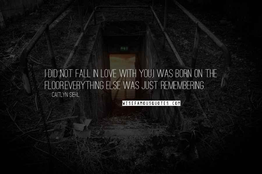 Caitlyn Siehl Quotes: I did not fall in love with you,I was born on the floor.Everything else was just remembering.