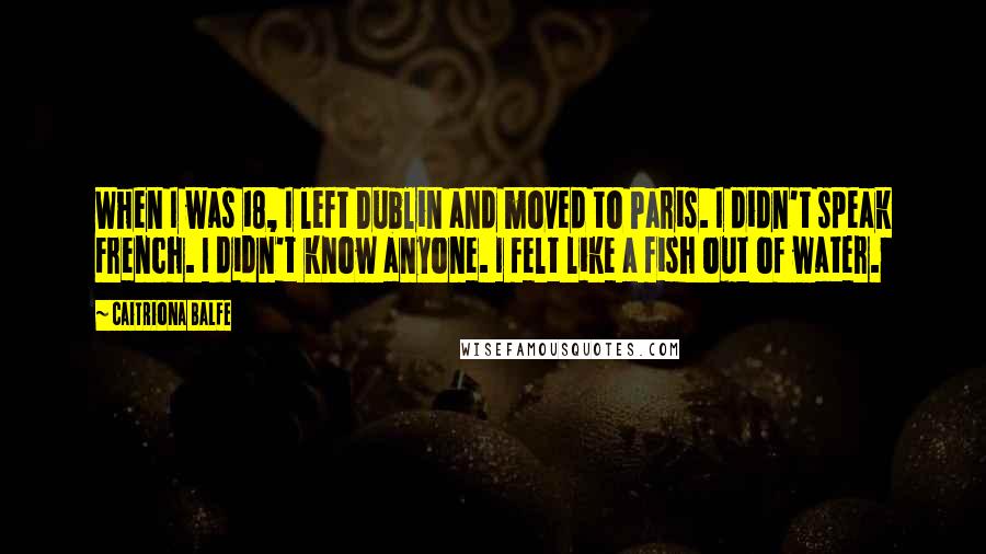 Caitriona Balfe Quotes: When I was 18, I left Dublin and moved to Paris. I didn't speak French. I didn't know anyone. I felt like a fish out of water.