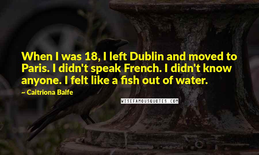 Caitriona Balfe Quotes: When I was 18, I left Dublin and moved to Paris. I didn't speak French. I didn't know anyone. I felt like a fish out of water.