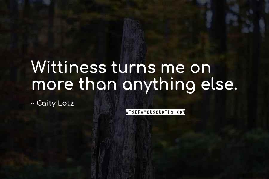 Caity Lotz Quotes: Wittiness turns me on more than anything else.