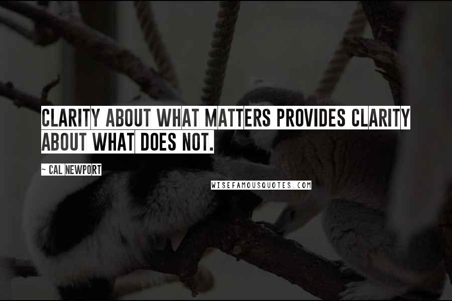 Cal Newport Quotes: Clarity about what matters provides clarity about what does not.