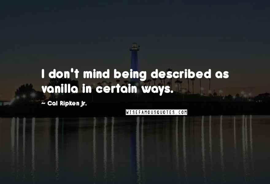 Cal Ripken Jr. Quotes: I don't mind being described as vanilla in certain ways.