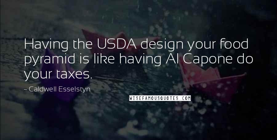 Caldwell Esselstyn Quotes: Having the USDA design your food pyramid is like having Al Capone do your taxes.