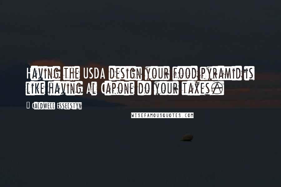 Caldwell Esselstyn Quotes: Having the USDA design your food pyramid is like having Al Capone do your taxes.