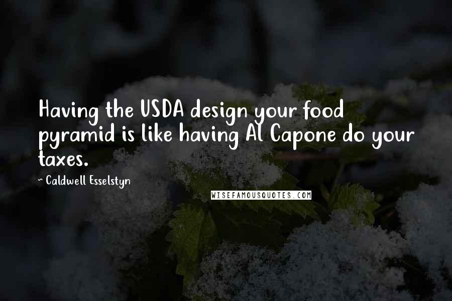Caldwell Esselstyn Quotes: Having the USDA design your food pyramid is like having Al Capone do your taxes.