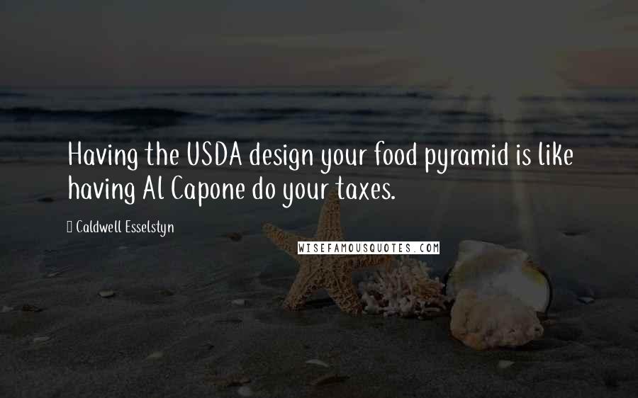 Caldwell Esselstyn Quotes: Having the USDA design your food pyramid is like having Al Capone do your taxes.