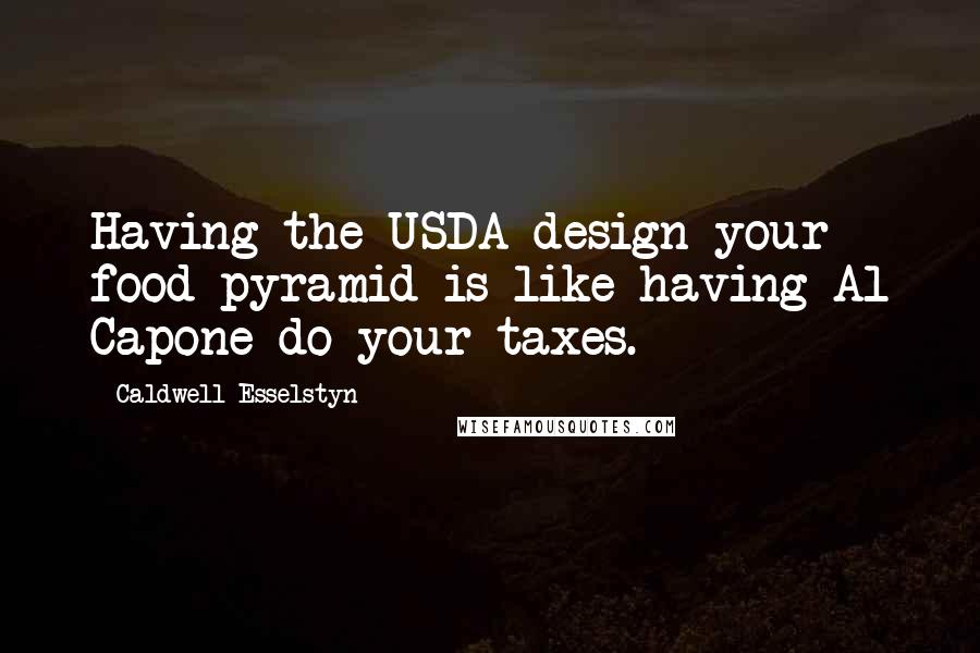 Caldwell Esselstyn Quotes: Having the USDA design your food pyramid is like having Al Capone do your taxes.
