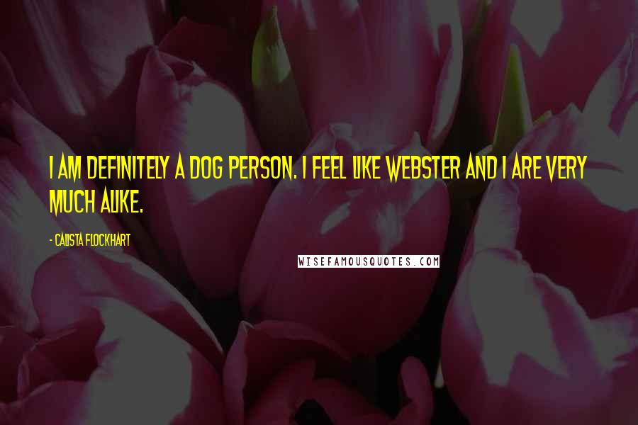 Calista Flockhart Quotes: I am definitely a dog person. I feel like Webster and I are very much alike.