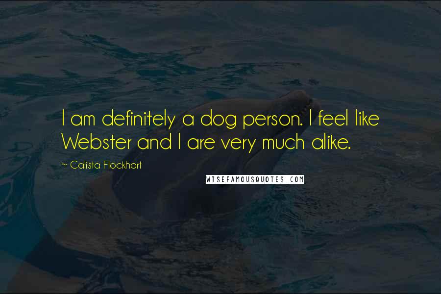 Calista Flockhart Quotes: I am definitely a dog person. I feel like Webster and I are very much alike.