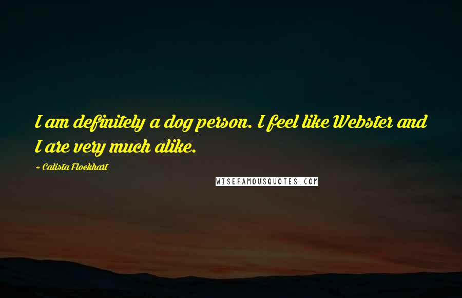Calista Flockhart Quotes: I am definitely a dog person. I feel like Webster and I are very much alike.