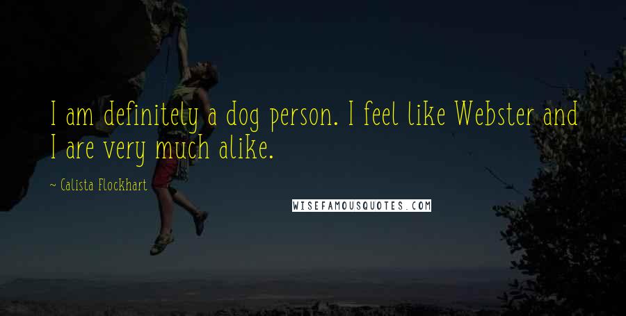 Calista Flockhart Quotes: I am definitely a dog person. I feel like Webster and I are very much alike.