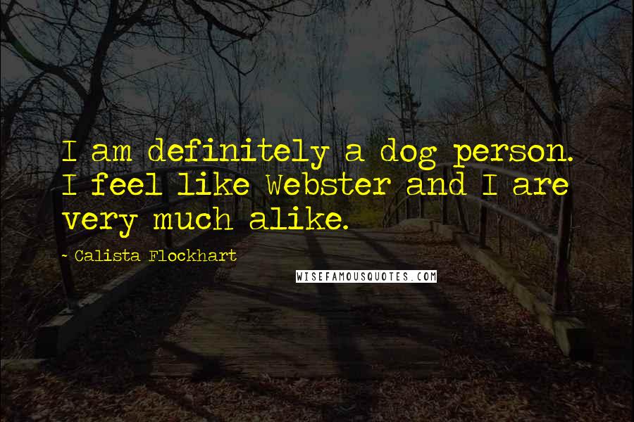 Calista Flockhart Quotes: I am definitely a dog person. I feel like Webster and I are very much alike.