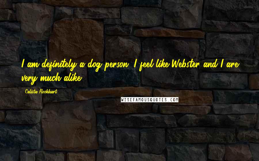 Calista Flockhart Quotes: I am definitely a dog person. I feel like Webster and I are very much alike.