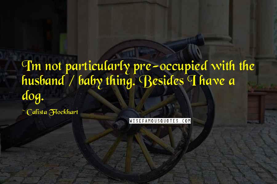 Calista Flockhart Quotes: I'm not particularly pre-occupied with the husband / baby thing. Besides I have a dog.