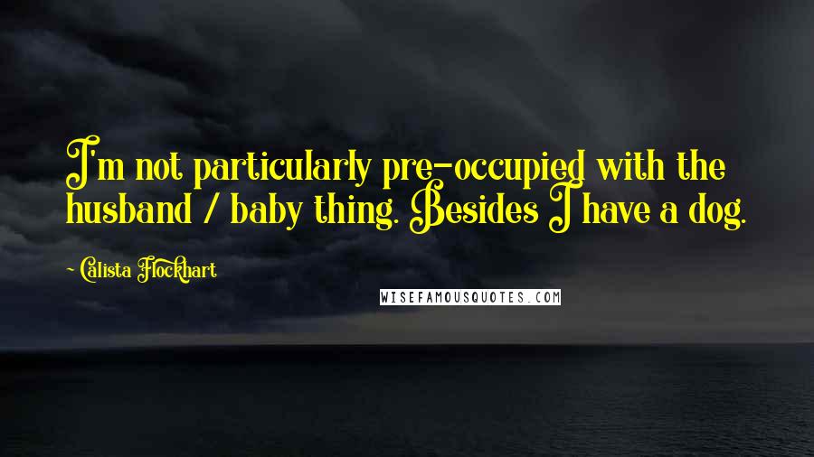 Calista Flockhart Quotes: I'm not particularly pre-occupied with the husband / baby thing. Besides I have a dog.