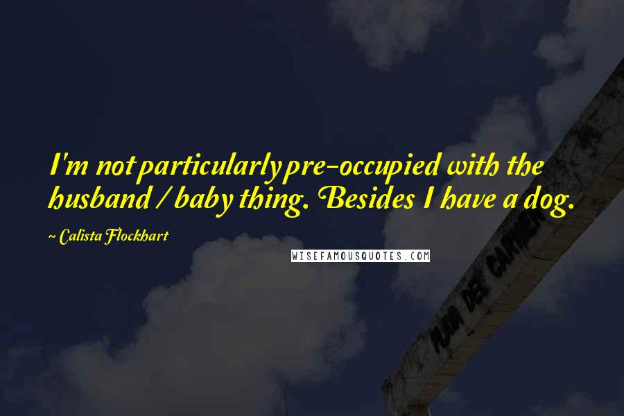 Calista Flockhart Quotes: I'm not particularly pre-occupied with the husband / baby thing. Besides I have a dog.