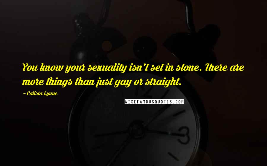 Calista Lynne Quotes: You know your sexuality isn't set in stone. There are more things than just gay or straight.