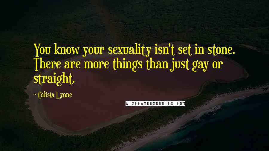 Calista Lynne Quotes: You know your sexuality isn't set in stone. There are more things than just gay or straight.