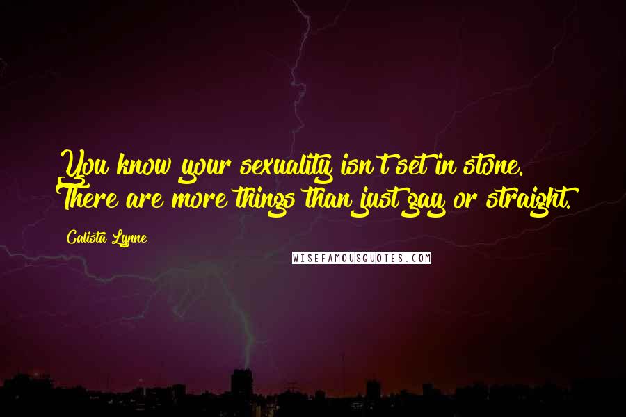 Calista Lynne Quotes: You know your sexuality isn't set in stone. There are more things than just gay or straight.