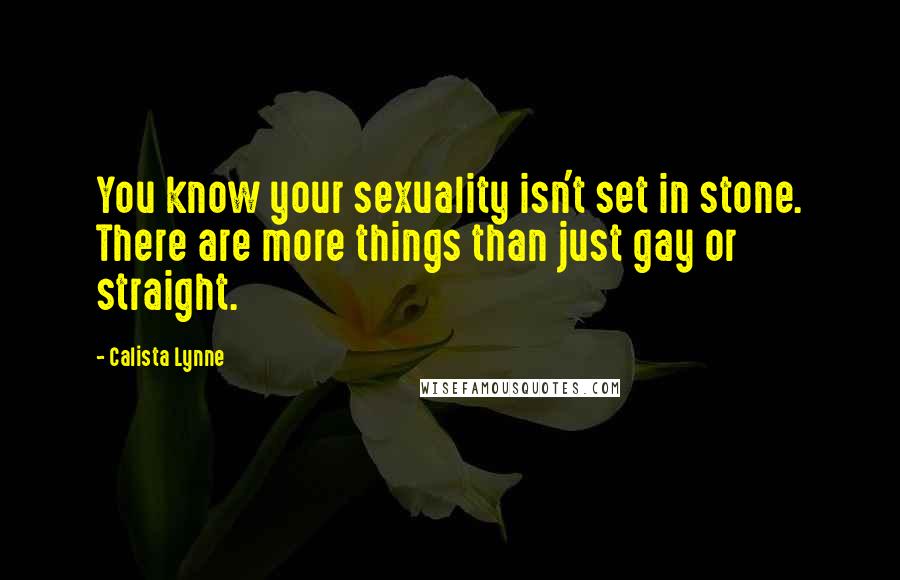 Calista Lynne Quotes: You know your sexuality isn't set in stone. There are more things than just gay or straight.