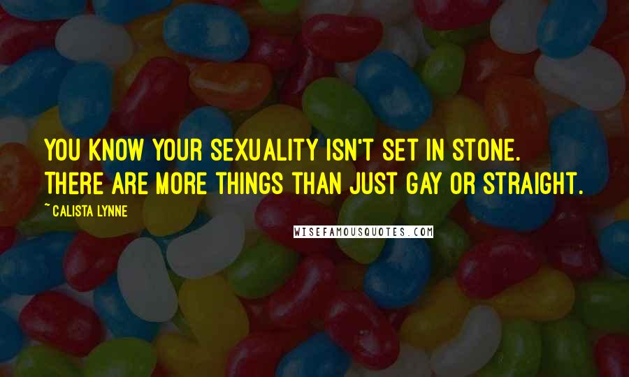 Calista Lynne Quotes: You know your sexuality isn't set in stone. There are more things than just gay or straight.