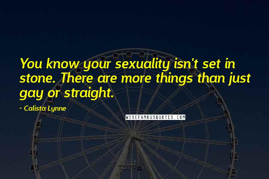 Calista Lynne Quotes: You know your sexuality isn't set in stone. There are more things than just gay or straight.