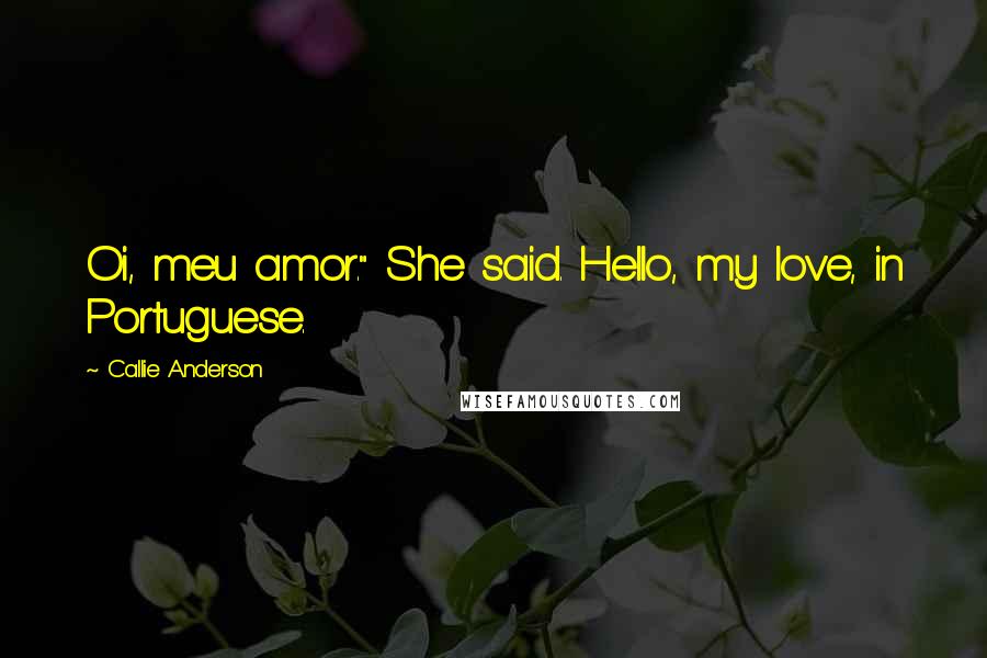 Callie Anderson Quotes: Oi, meu amor." She said. Hello, my love, in Portuguese.