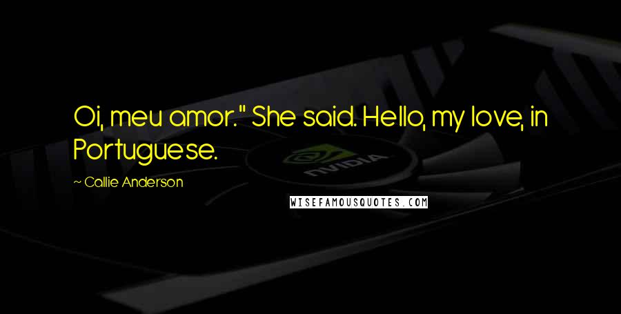 Callie Anderson Quotes: Oi, meu amor." She said. Hello, my love, in Portuguese.