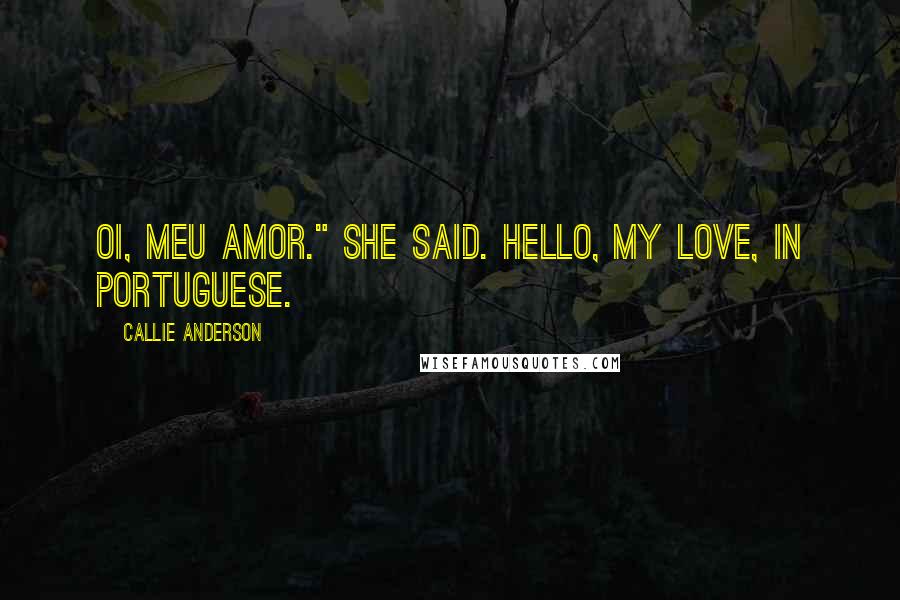 Callie Anderson Quotes: Oi, meu amor." She said. Hello, my love, in Portuguese.