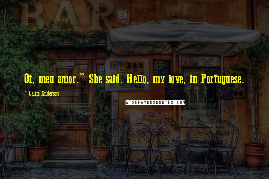 Callie Anderson Quotes: Oi, meu amor." She said. Hello, my love, in Portuguese.