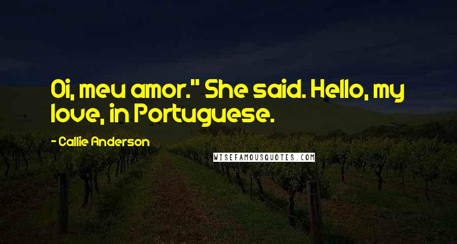 Callie Anderson Quotes: Oi, meu amor." She said. Hello, my love, in Portuguese.