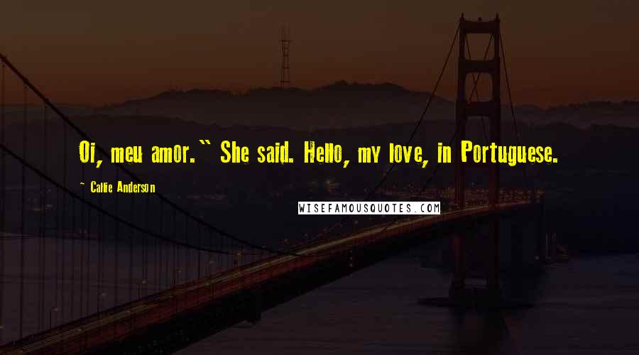 Callie Anderson Quotes: Oi, meu amor." She said. Hello, my love, in Portuguese.