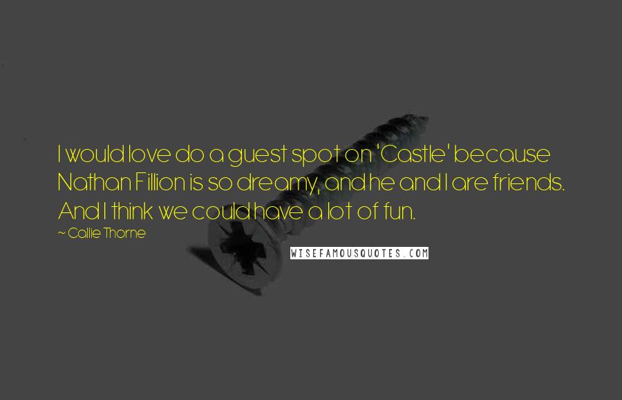 Callie Thorne Quotes: I would love do a guest spot on 'Castle' because Nathan Fillion is so dreamy, and he and I are friends. And I think we could have a lot of fun.