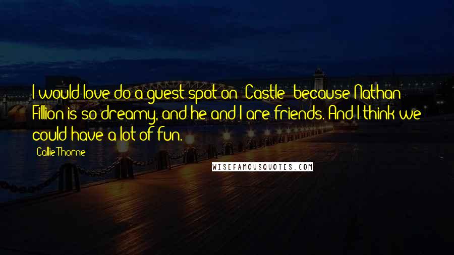 Callie Thorne Quotes: I would love do a guest spot on 'Castle' because Nathan Fillion is so dreamy, and he and I are friends. And I think we could have a lot of fun.