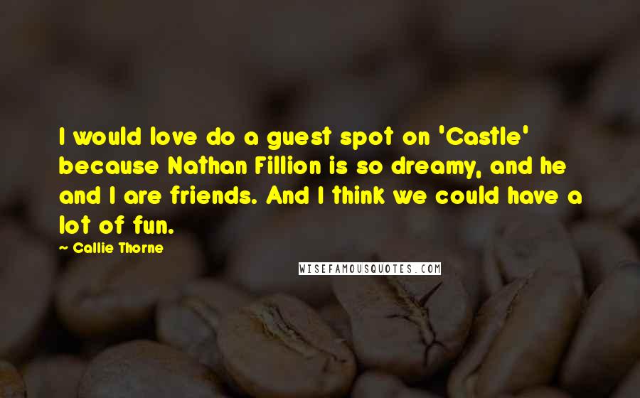 Callie Thorne Quotes: I would love do a guest spot on 'Castle' because Nathan Fillion is so dreamy, and he and I are friends. And I think we could have a lot of fun.