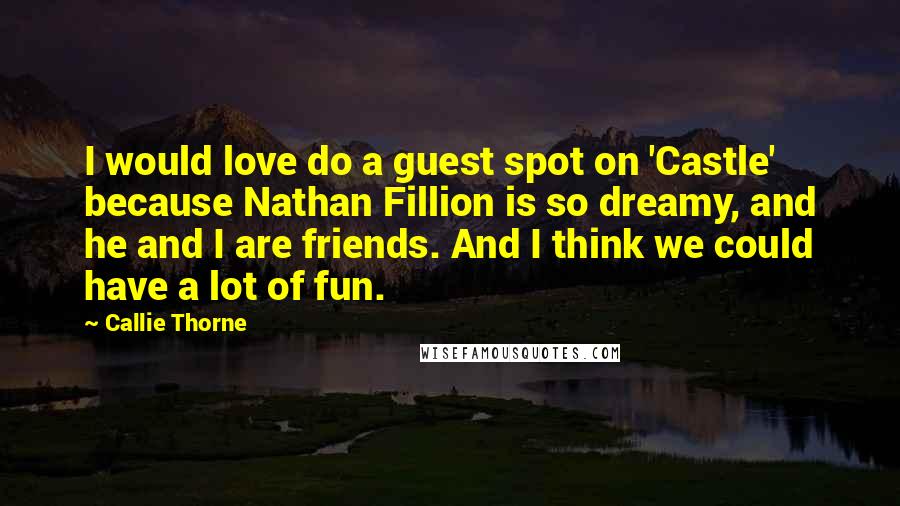 Callie Thorne Quotes: I would love do a guest spot on 'Castle' because Nathan Fillion is so dreamy, and he and I are friends. And I think we could have a lot of fun.